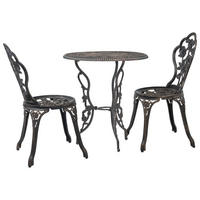 BISTRO-SET 3-teilig Aluminiumguss - Bronzefarben, Metall - vidaXL