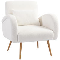 SESSEL Fleece Cremeweiß mit Lendenkissen - Weiß, Holzwerkstoff/Textil (77/83/77cm) - WISHDOR