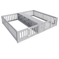 BODENBETT 90/200 cm DE-32636 mit Stauraum und Sicherheitsgittern Grau - Grau, Holz (90/200cm) - ComfortXL