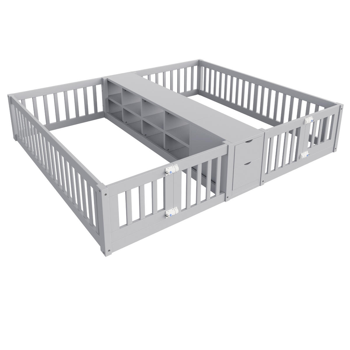 HOLZBETT 90x200cm Kinderbett Stauraum Sicherheitsgitter Grau - Grau, Holz (90/200cm) - FLIEKS