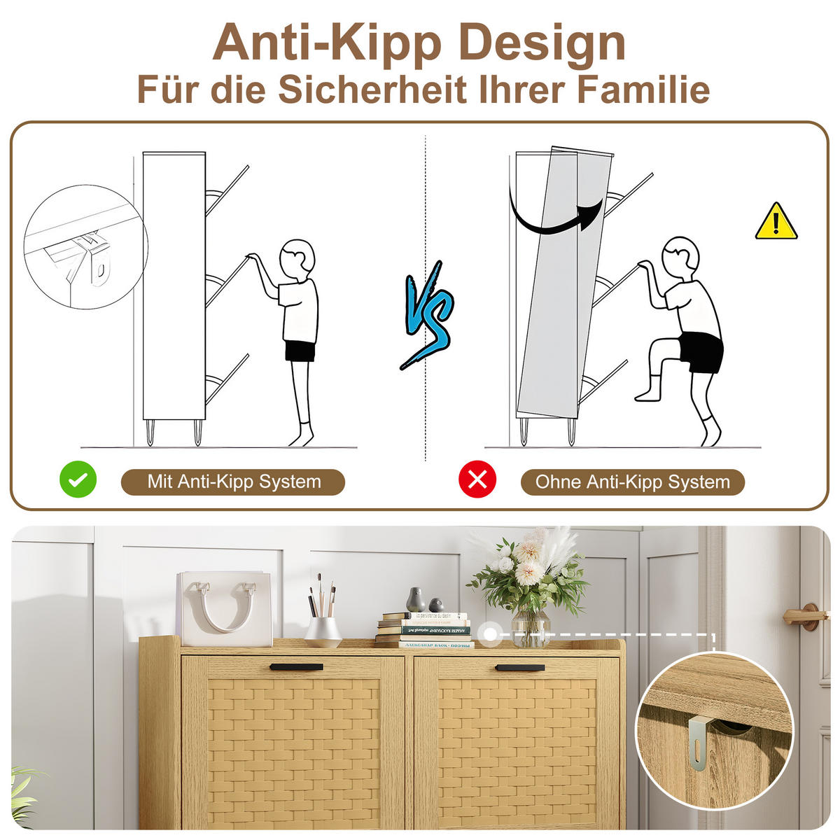 SCHUHSCHRANK 2 Ebenen, 8 Paare, modern, natürlich, 100x24x95 cm, Eiche - Naturfarben, Holz (100/95/24cm) - EuroLiving