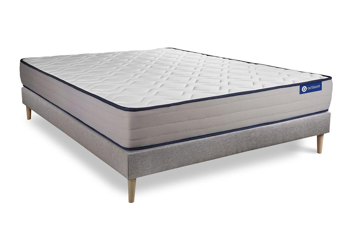 BETT Actimemo form Memory-Schaum 160 x 195 cm h3 - Kit Bettgestell Grau - Beige/Grau, Karton/Holz (160/195cm) - ACTISOM