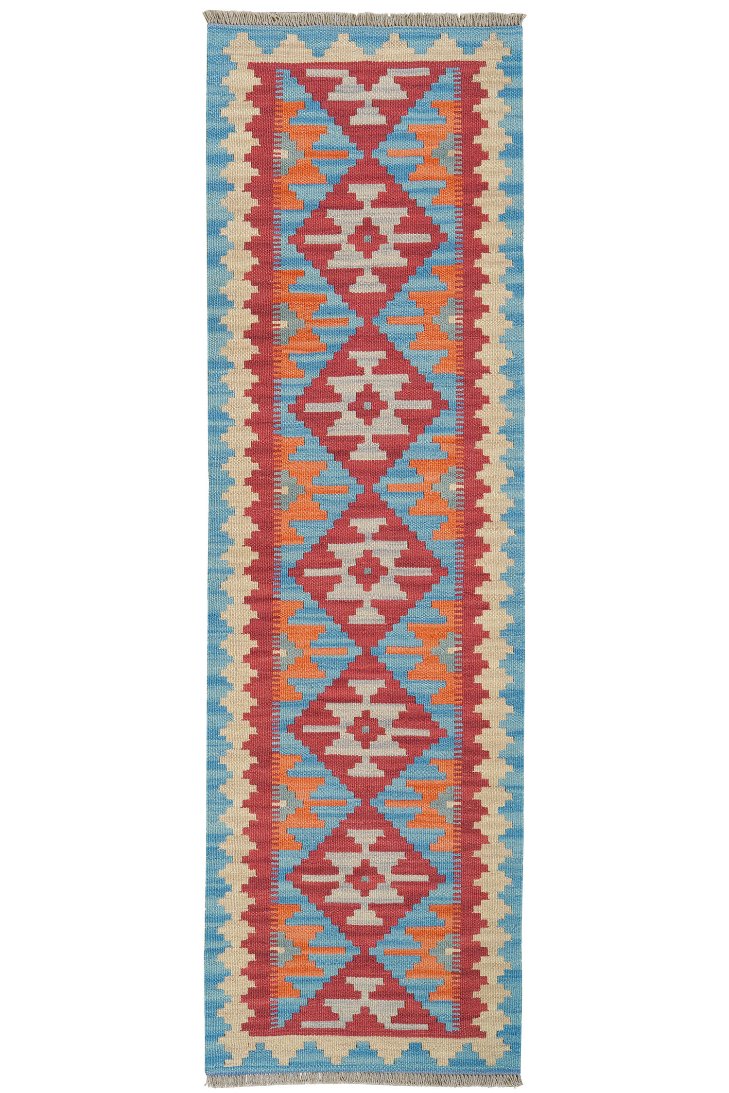 HANDWEBTEPPICH Kelim Gashgai Rot 192/58 cm Schurwolle - Rot, Textil (58/192cm) - Looma