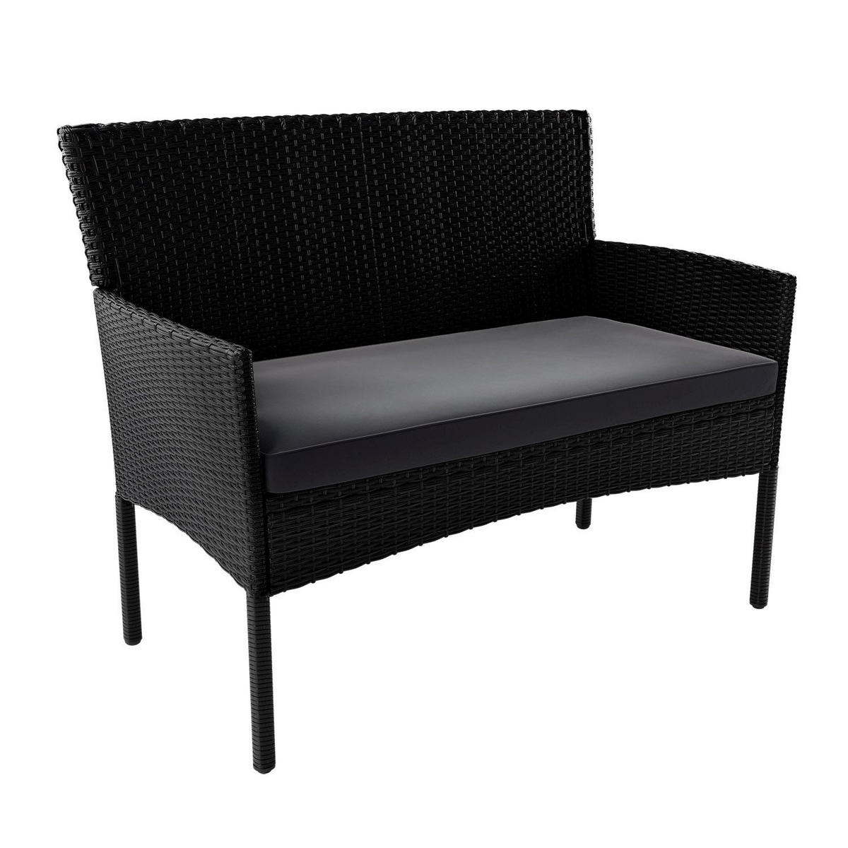 GARTENSET Fort Myers schwarz / dunkelgrau inkl. Abdeckung - Dunkelgrau/Schwarz, Kunststoff/Metall - Juskys