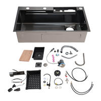 KÜCHENSPÜLE Edelstahl – Einbauspüle mit Digitalanzeige, gebürstet, extra dick, großes Spülbecken, modern - Schwarz, Metall (45/20/80cm) - Ej. Life