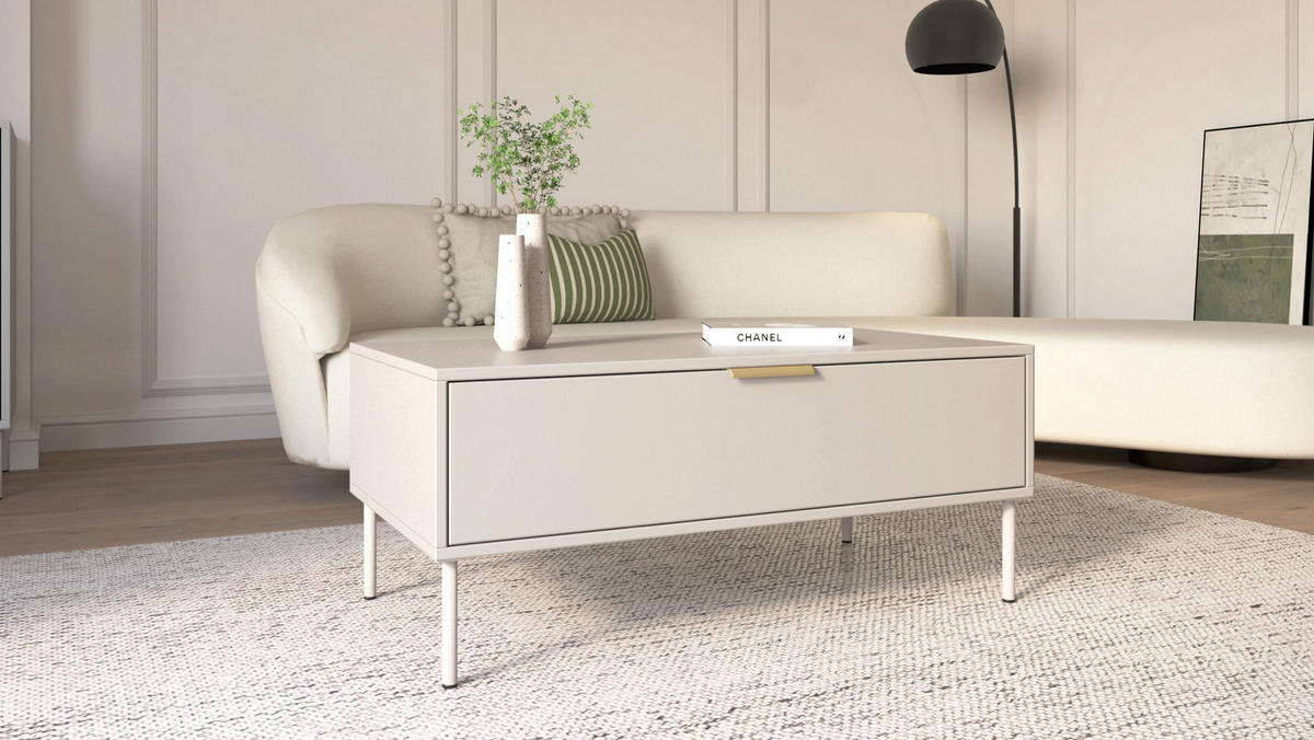 KONFERENČNÝ STOLÍK VENA kašmír 100/50 cm - taupe/béžová, kov/kompozitné drevo (50/100/44cm) - Selsey