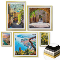 WANDBILDER 5er Set - 50x50 cm & 20x30 cm & 40x60 cm Goldrahmen - Bezaubernde Straßen voller Zitronenblüten - Goldfarben, Kunststoff (40/60cm) - ArtPrintCave