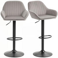 BARHOCKER 2er-Set DE-14770 höhenverstellbar & schwenkbar mit Veloursbezug Grau - Grau, Metall (50/107/50.5cm) - ComfortXL
