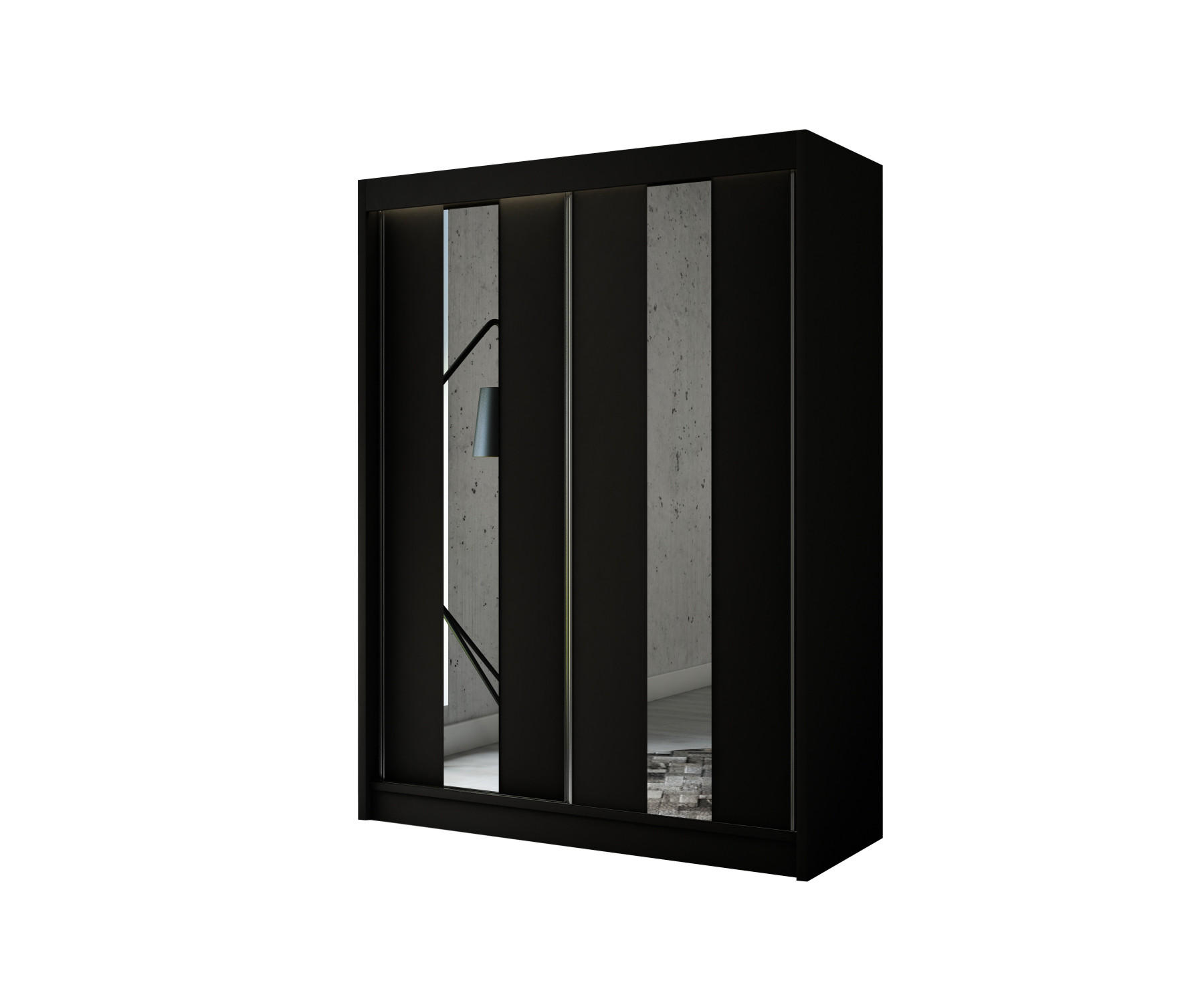 KLEIDERSCHRANK LUKIA - 150 cm - Schwarz - Schwarz, Holzwerkstoff (150/215/61cm) - ALTDECOR