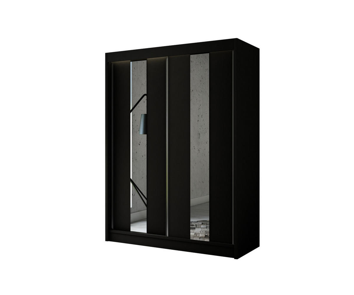 KLEIDERSCHRANK LUKIA - 150 cm - Schwarz - Schwarz, Holzwerkstoff (150/215/61cm) - ALTDECOR