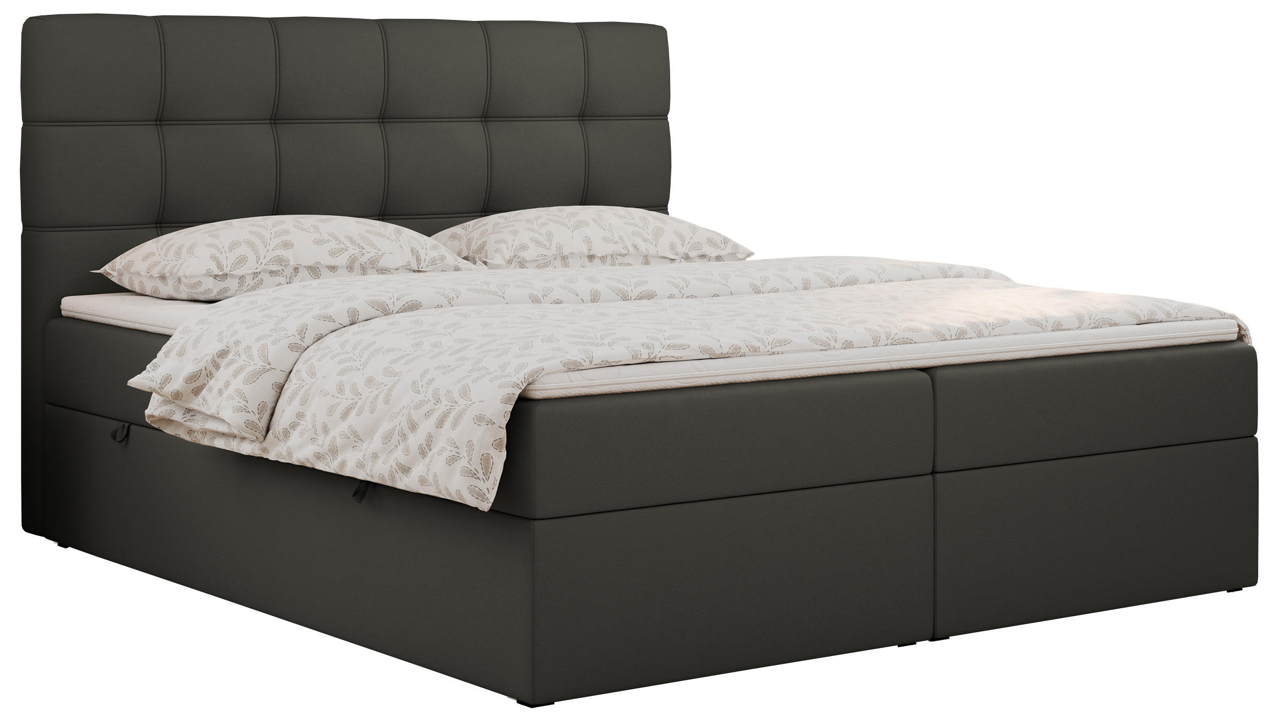 BOXBETT ERNI 120/200 - Dunkelgrau Kunstleder - H3 - Dunkelgrau, Holz/Textil (120/200cm) - MKS