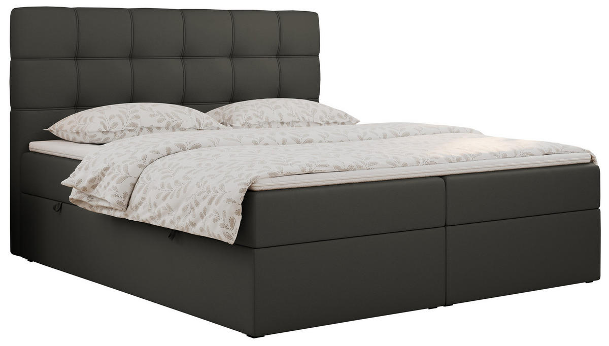 BOXBETT ERNI 120/200 - Dunkelgrau Kunstleder - H3 - Dunkelgrau, Holz/Textil (120/200cm) - MKS