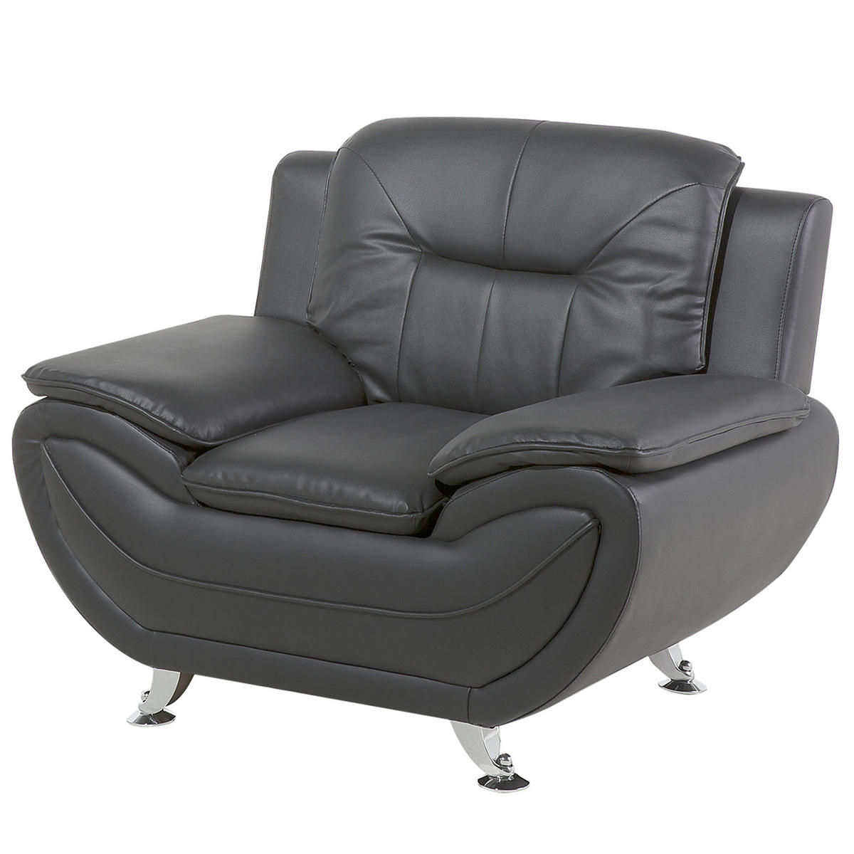 SESSEL Kunstleder Grau Leira - Grau, Kunststoff/Textil (113/88/86cm) - Beliani