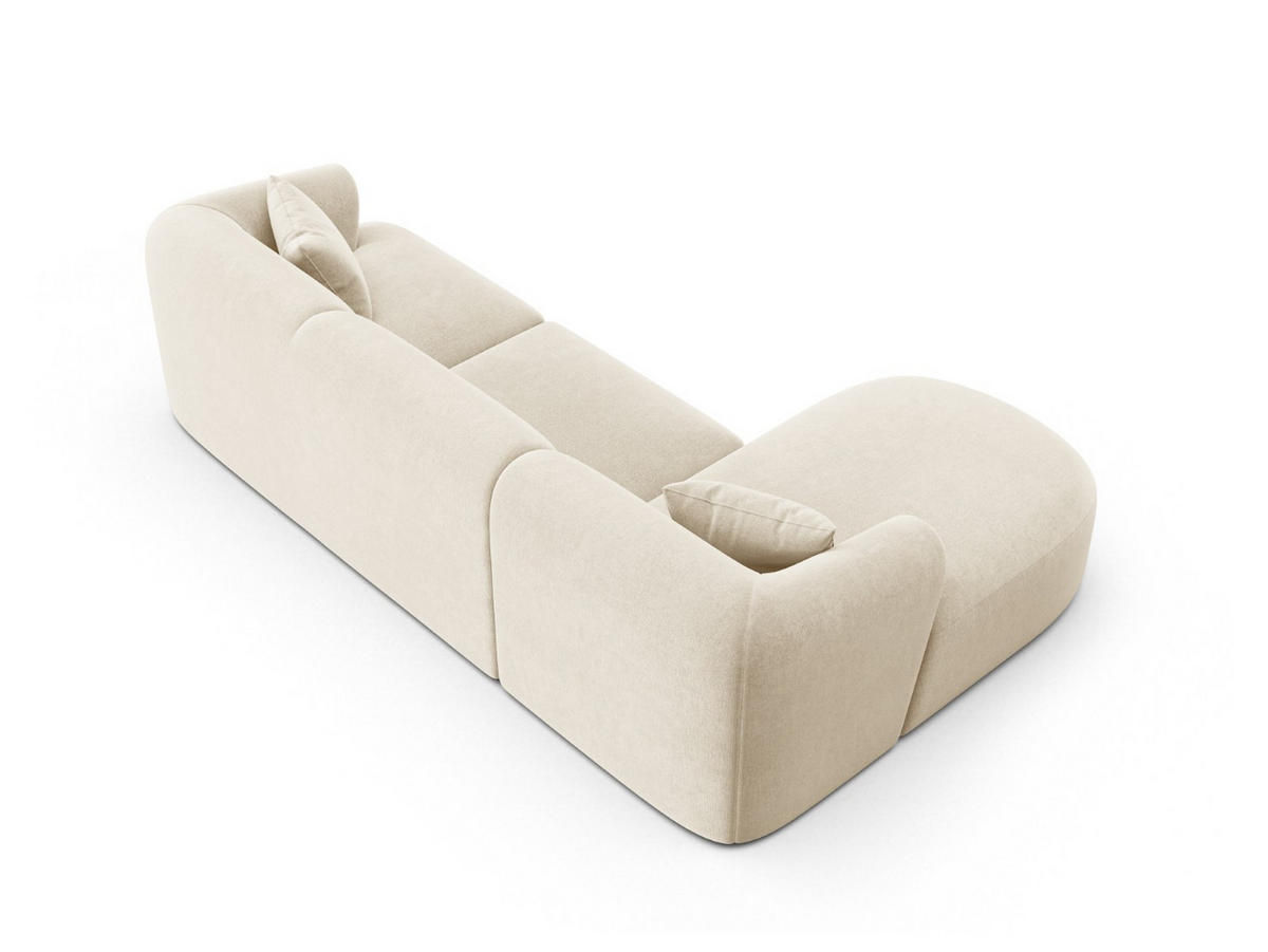 MODULARES-ECKSOFA links Campi aus Samt leichtes beige 4 Sitzplätze - Creme, Textil (156/256cm) - Cosmopolitan Design
