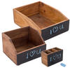 ORGANIZER-SET Office 3-teilig Mahagoni Holz, mit beschreibbarer Tafel 12 beschreibbar - Schwarz/Naturfarben, Holz (24/16/21cm) - DESIGN DELIGHTS