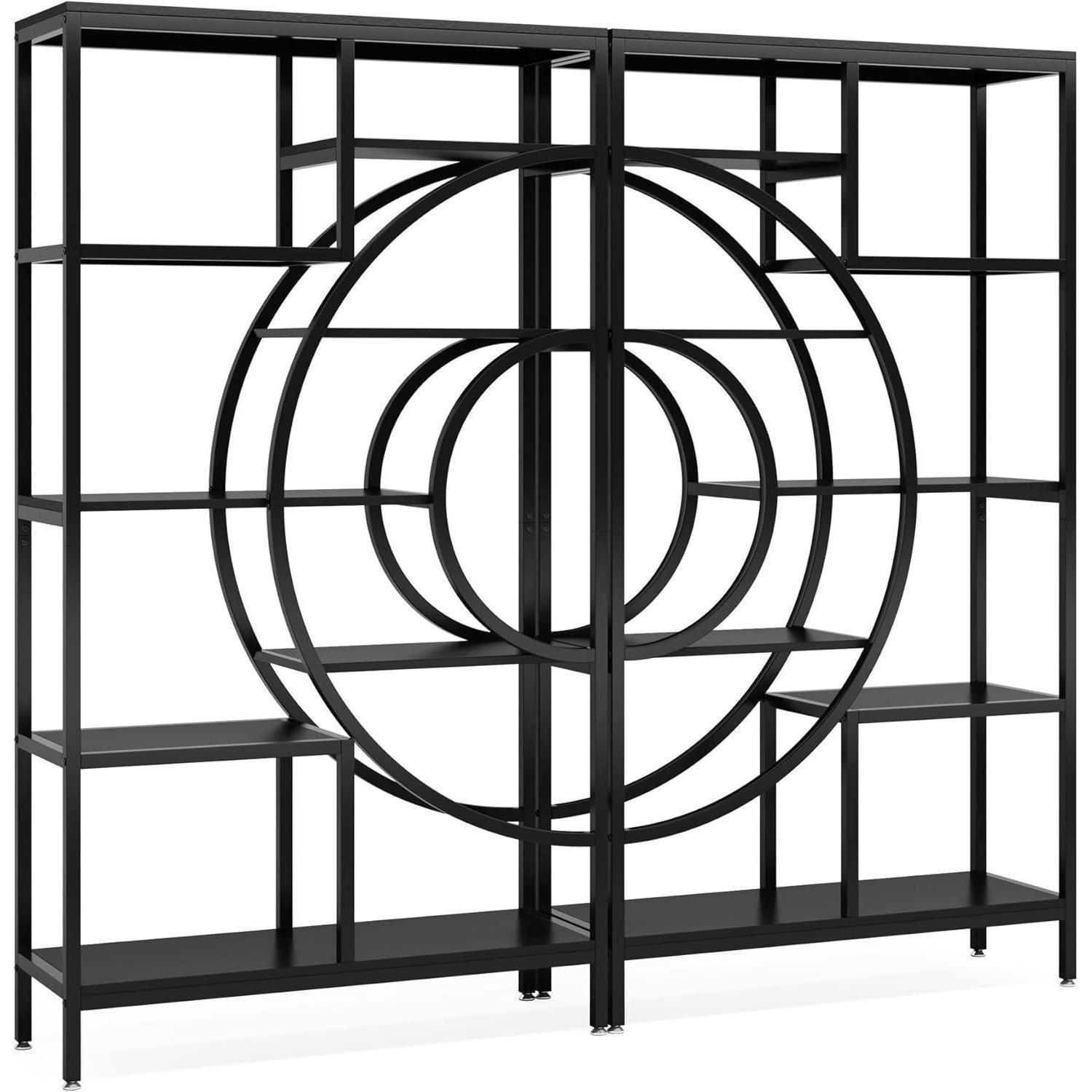 BÜCHERREGAL 179cm geometrisch 8-stöckig Schwarz 2-teiliges Set - Schwarz, Metall (100/179/30cm)