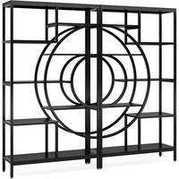 BÜCHERREGAL 179cm geometrisch 8-stöckig Schwarz 2-teiliges Set - Schwarz, Metall (100/179/30cm)