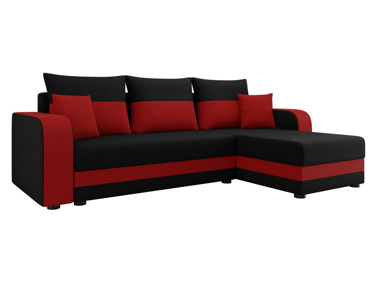ECKSOFA Hewlet Bis - Rot/Schwarz, Holz/Kunststoff (237/139cm) - MIRJAN24
