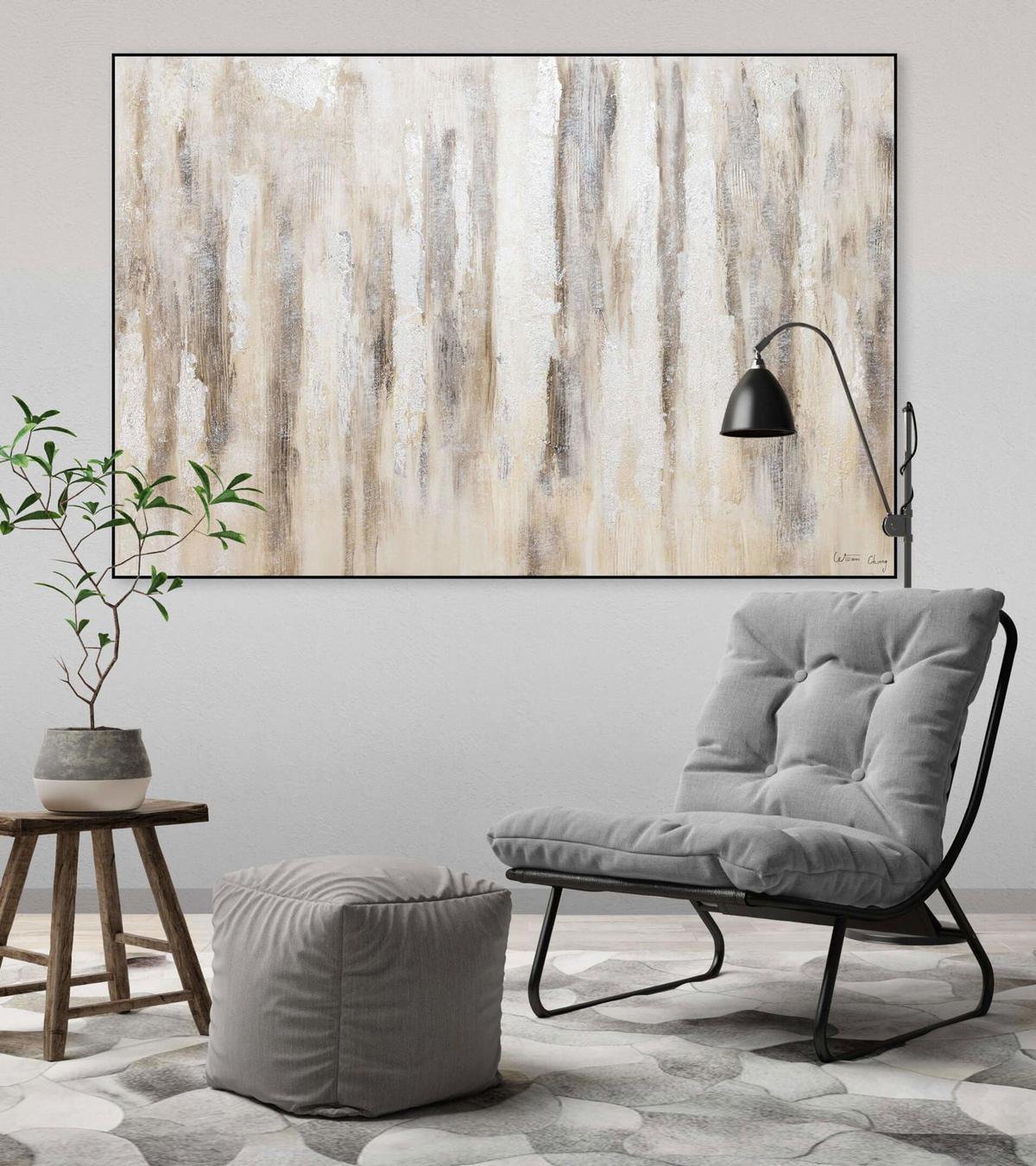 ACRYLBILD HANDGEMALT 120/80 cm - Schwarz, Holz/Textil (2.12/80cm) - KUNSTLOFT