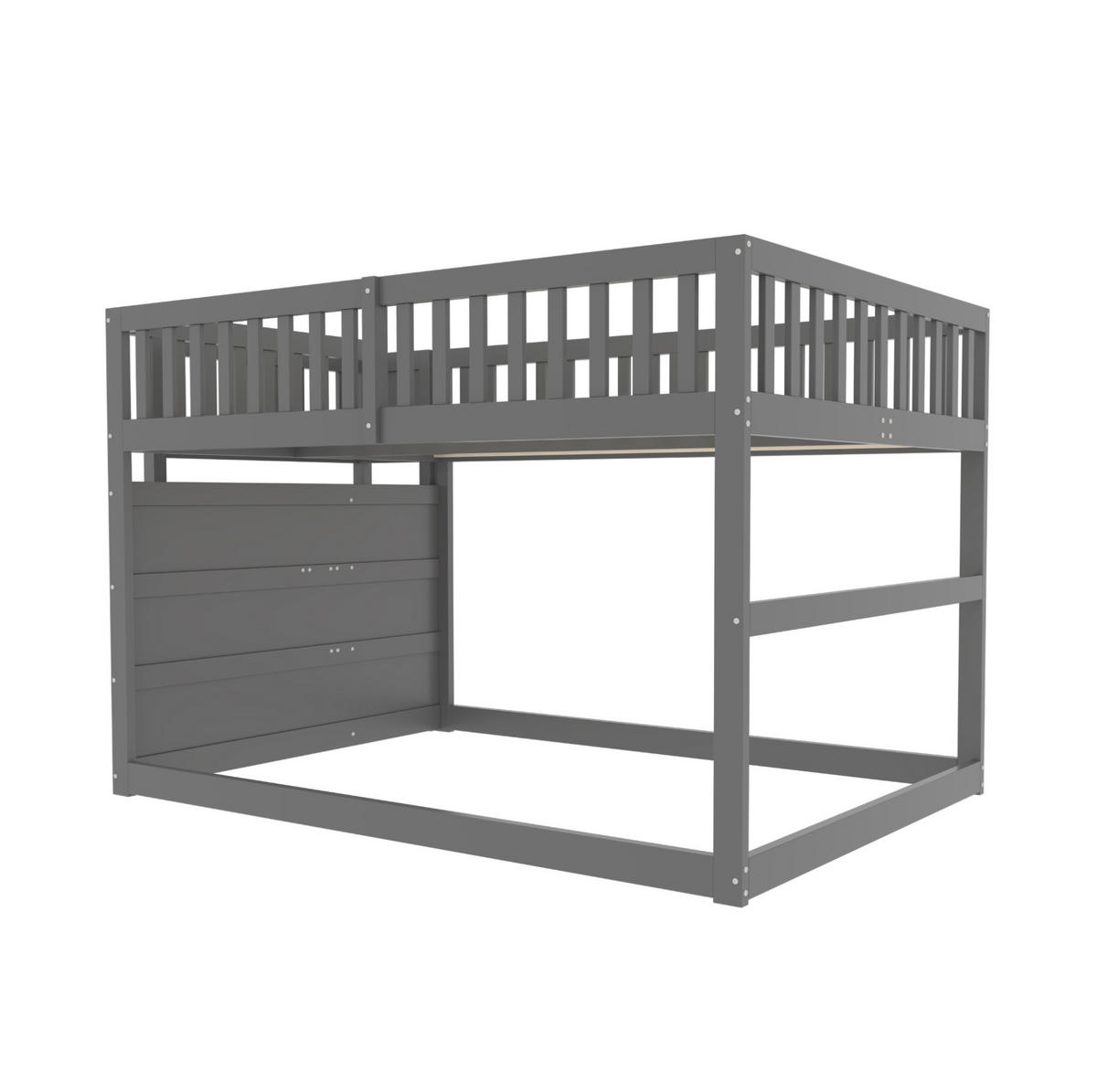 ETAGENBETT 140/200 cm grau mit Sicherheitsgeländer und Stauraum - Grau, Holz (140/200cm) - OKWISH
