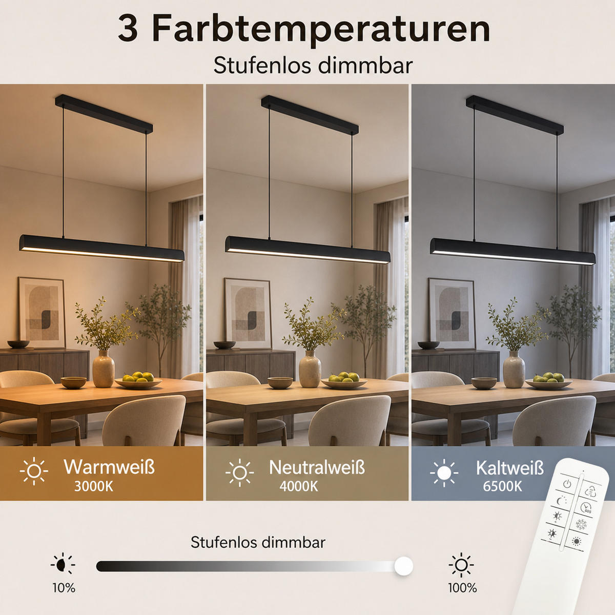 LED PENDELLEUCHTE Fyrith 106.7/7.5/161 cm - Schwarz, Kunststoff/Metall (106.7/7.5/161cm) - ZMH