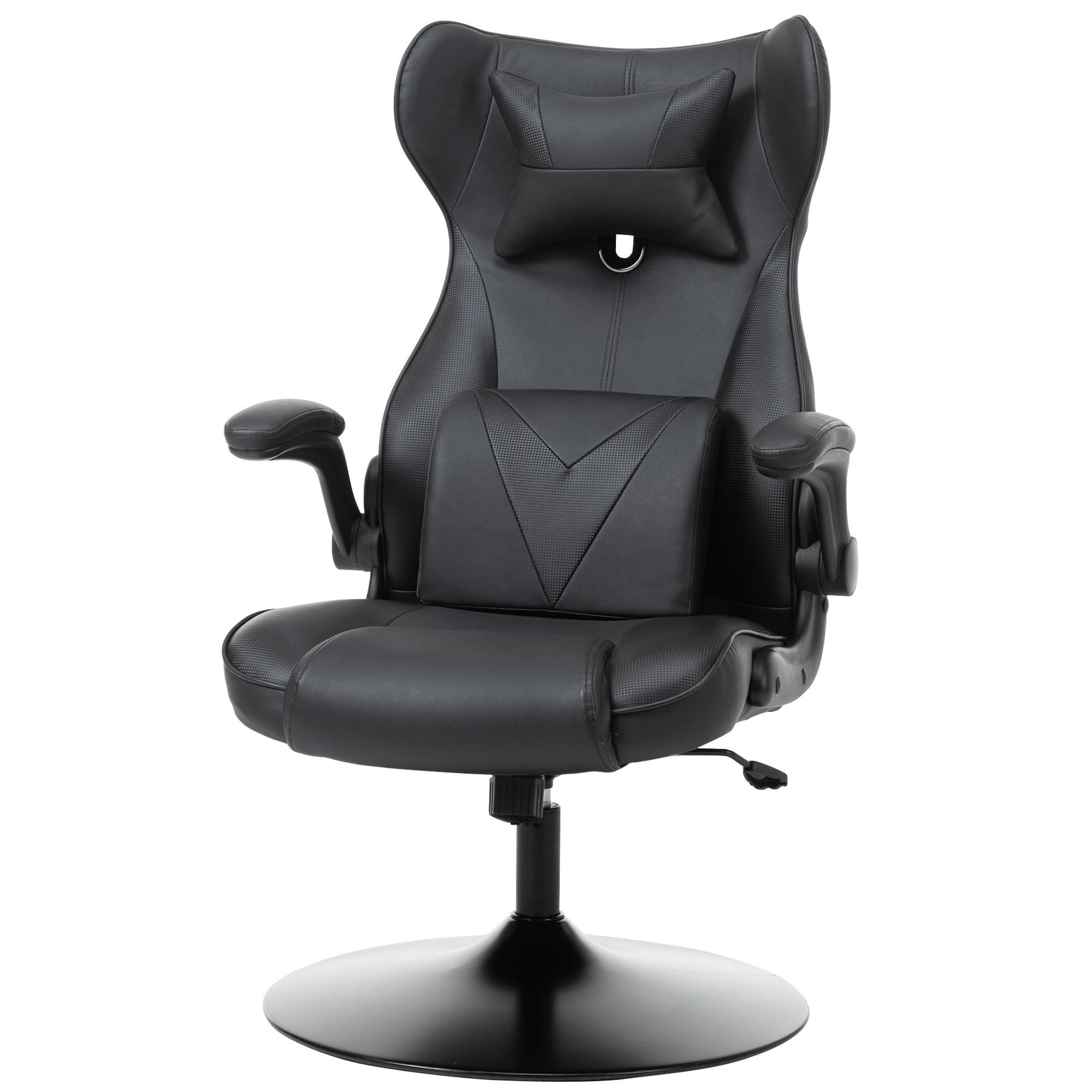 GAMING Stuhl, Drehstuhl, Schwarz - Schwarz, Leder (71/112/67cm) - Vinsetto
