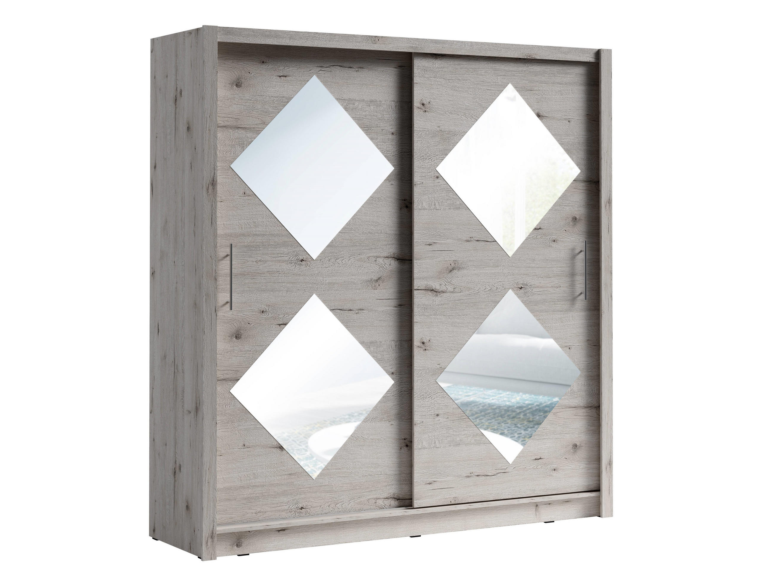 SCHIEBETÜRENSCHRANK BORVIA XI -204,4×215×61,9 cm mit Regalen & Kleiderstange Wellington Eiche - Eichefarben, Holzwerkstoff (204.4/215/61.9cm) - Milaros Markt
