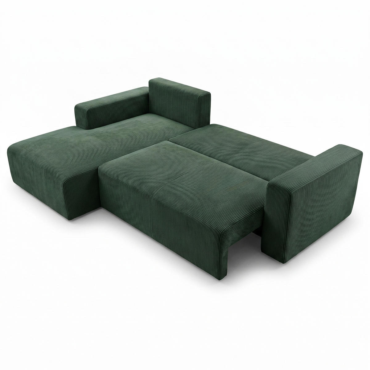 ECKSOFA PULA CORD GRÜN L - Links - Schwarz/Grün, Kunststoff/Textil (187/279cm) - Luxkor24