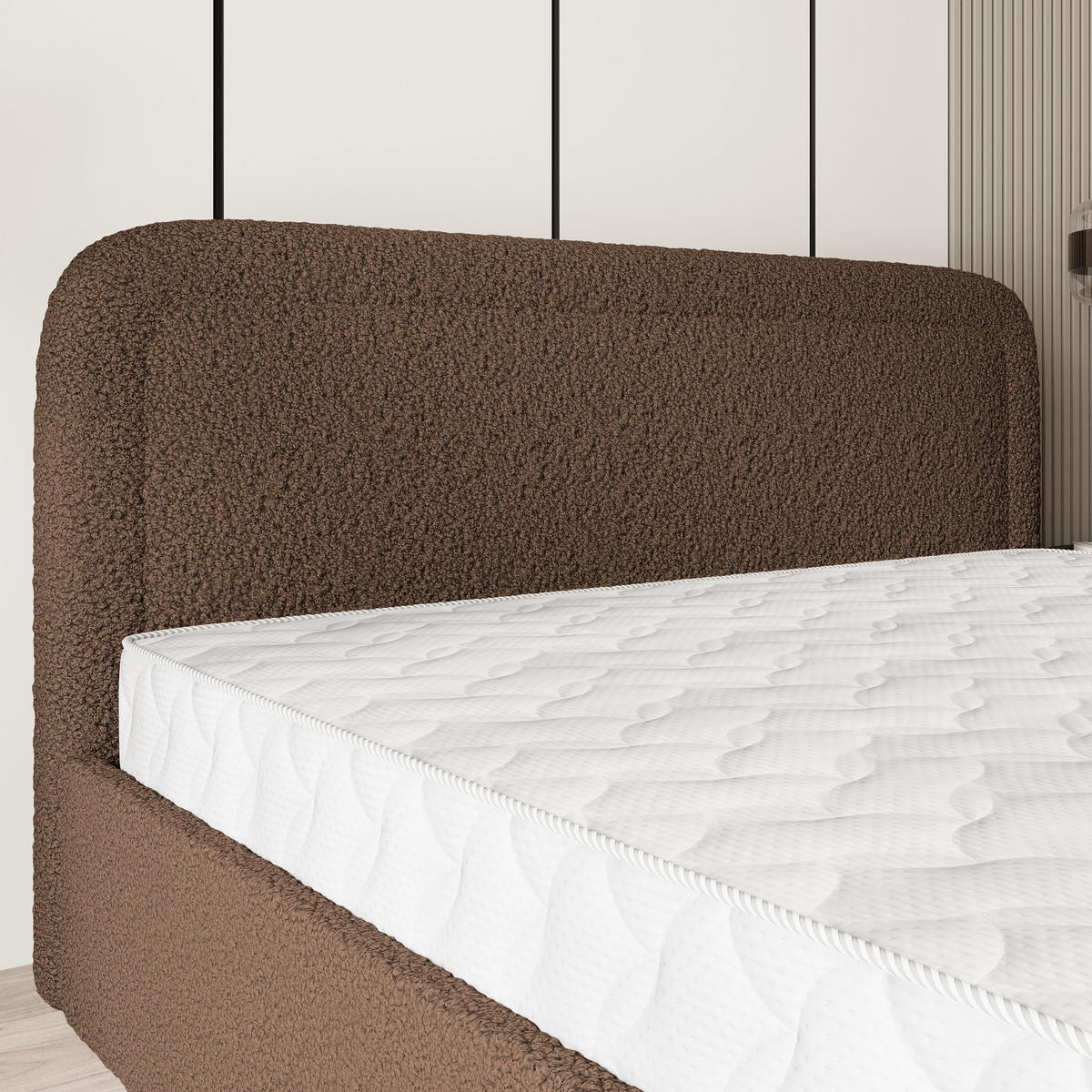 POLSTERBETT BENIRA Q 180x200 cm mit Bettkästen - Braun - Braun, Holz (180/200cm) - MASSENO