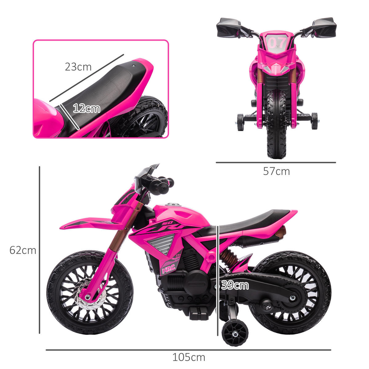KINDERMOTORRAD, Rosa, Kunststoff, Metall - Rosa, Kunststoff (105/57/62cm) - AIYAPLAY