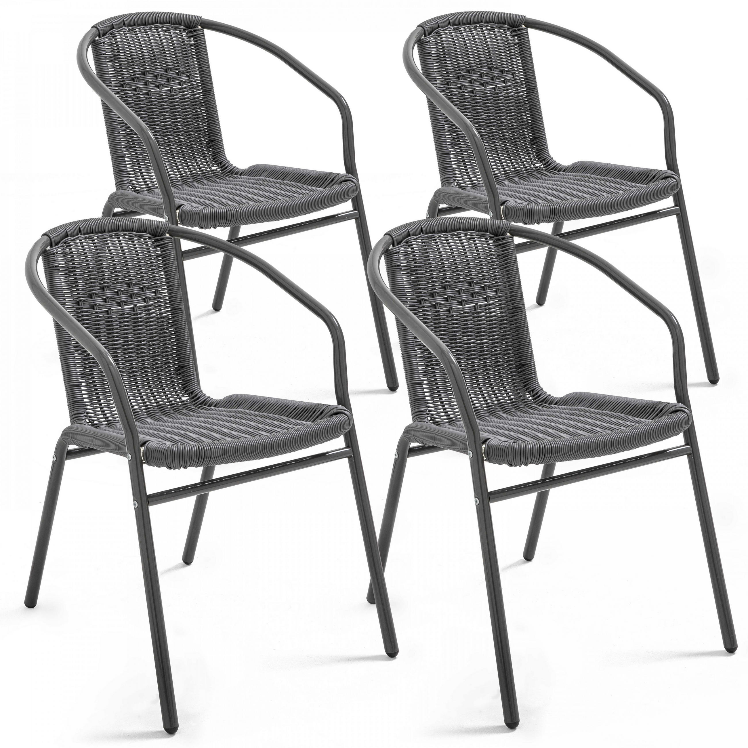 GARTENSTUHL 4-tlg., Schwarz - Schwarz, Metall (60/72/51cm) - Oviala