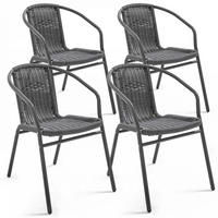 GARTENSTUHL 4-tlg., Schwarz - Schwarz, Metall (60/72/51cm) - Oviala