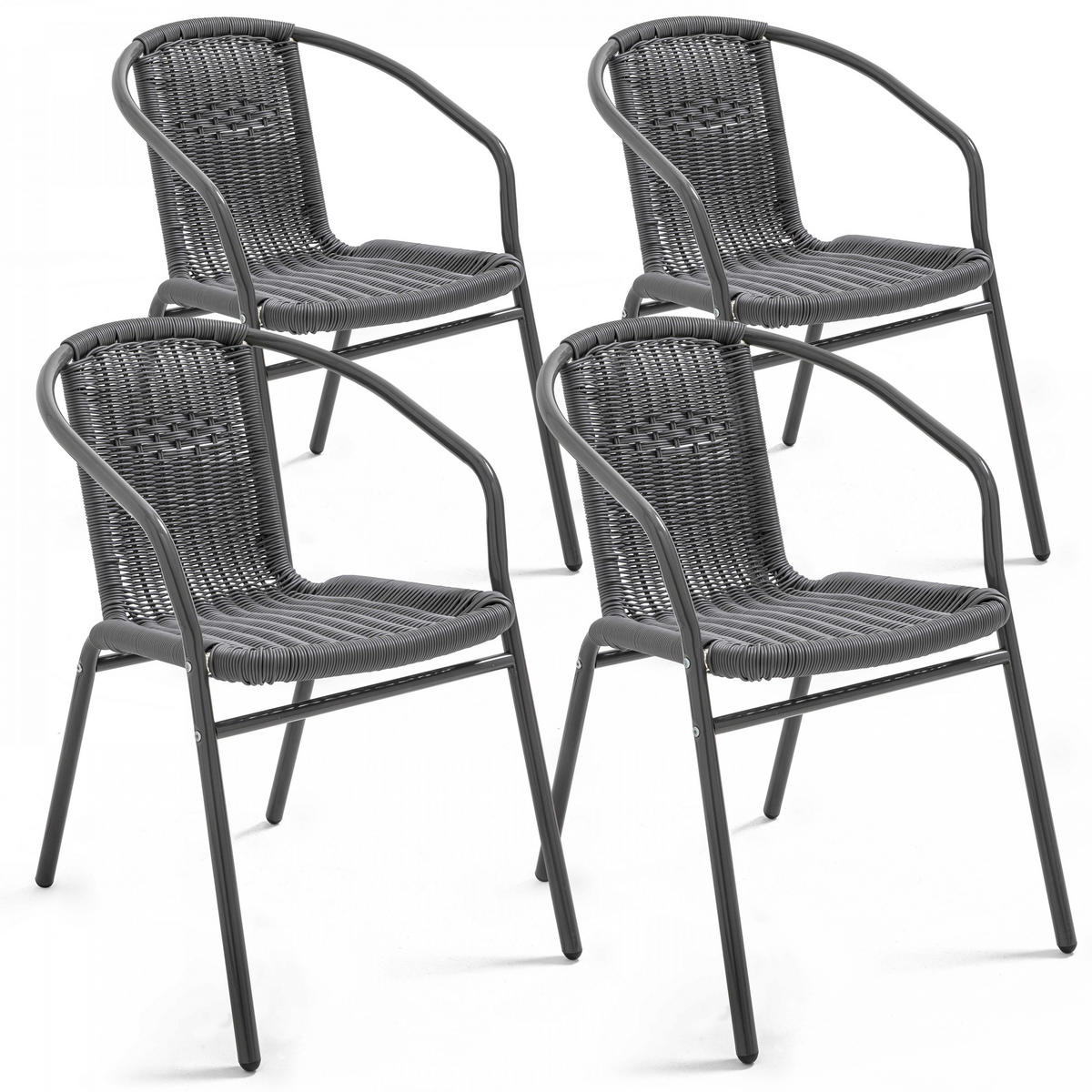 GARTENSTUHL 4-tlg., Schwarz - Schwarz, Metall (60/72/51cm) - Oviala