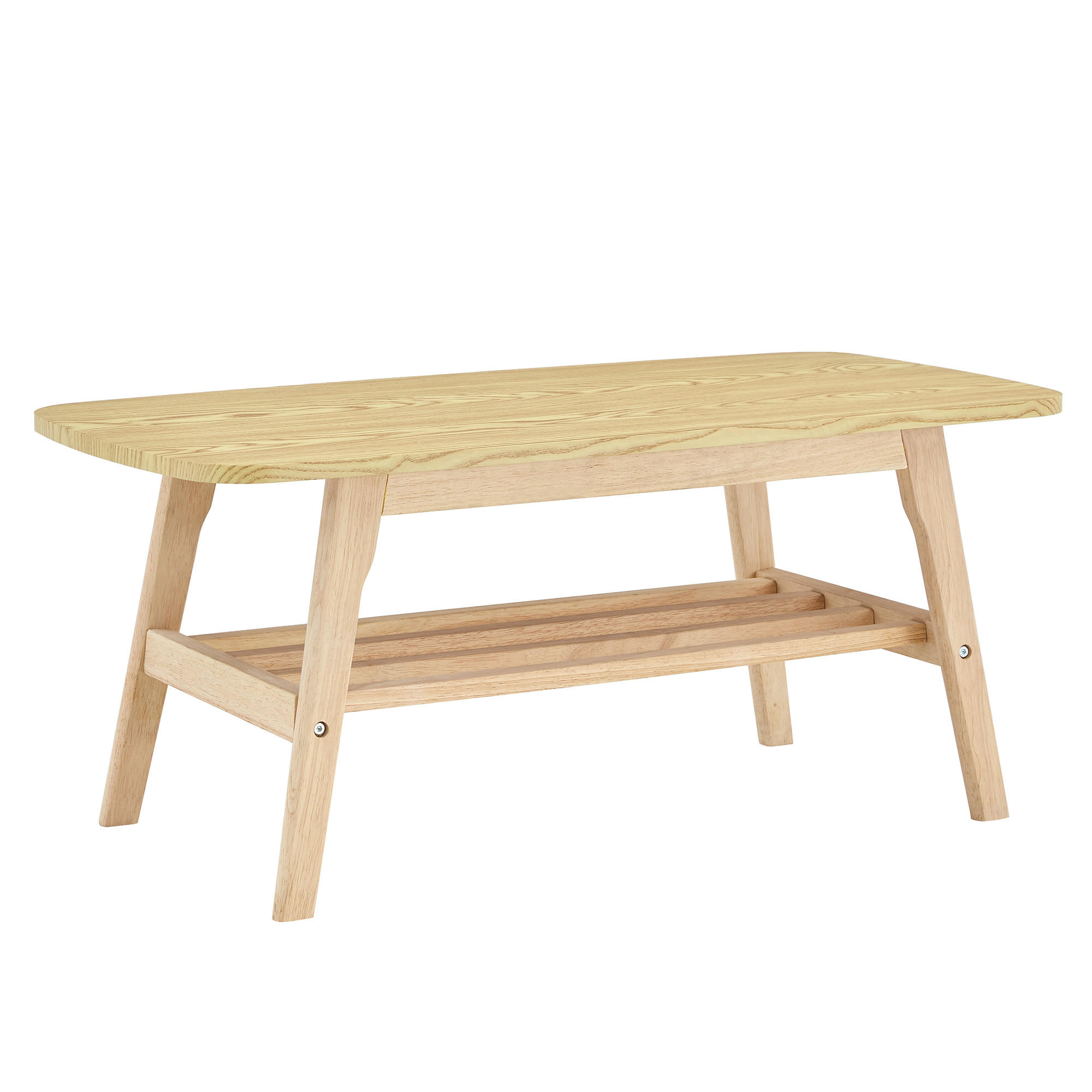 COUCHTISCH DE-37426 rechteckig mit zweistöckigem Stauraum Naturholz - Naturfarben, Holz (100/48/42.5cm) - ComfortXL