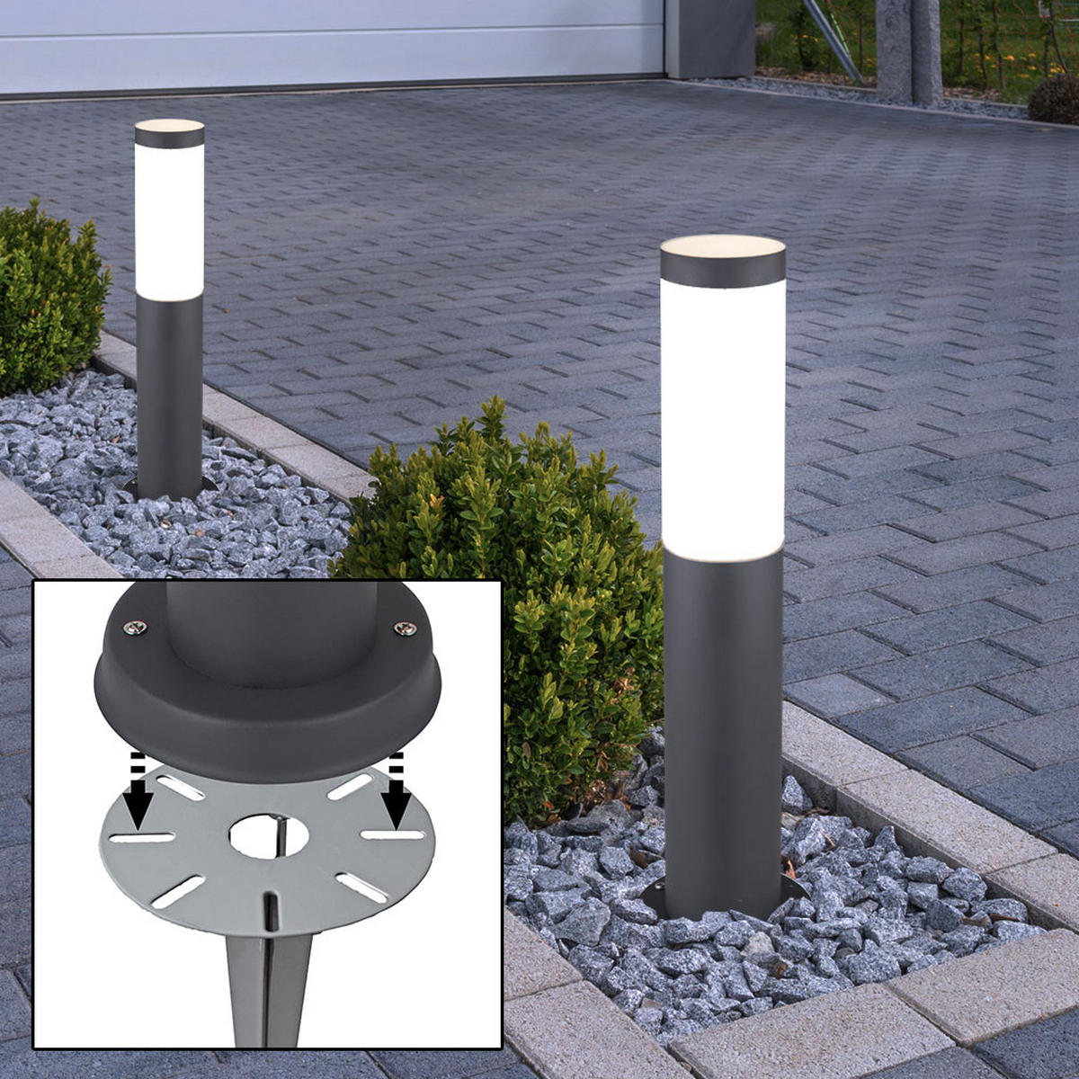 LED WEGELEUCHTE Boston Edelstahl Anthrazit - Anthrazit, Metall (7.6/7.6/45cm)