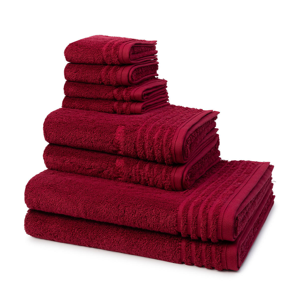 FROTTIERSET Vienna Style Supersoft 8-teilig - Dunkelrot, Textil (50/100cm) - Vossen