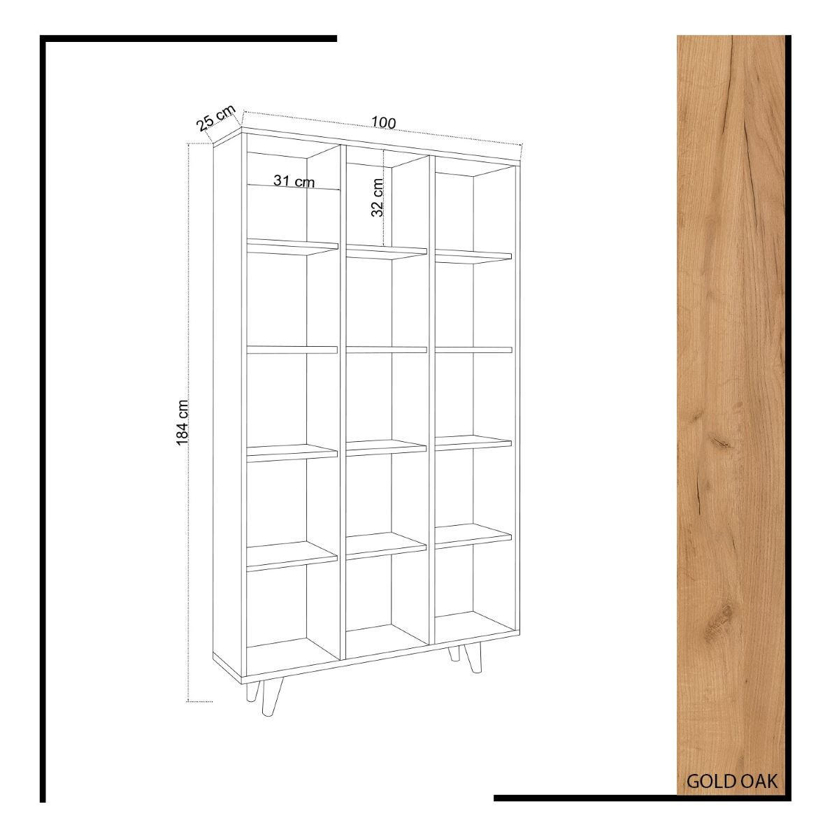REGAL 15 Eichenholzdekor-Tabletts Zipa 100/25/184 cm - Apfelbaumfarben, Holzwerkstoff (25/184/100cm) - Calicosy
