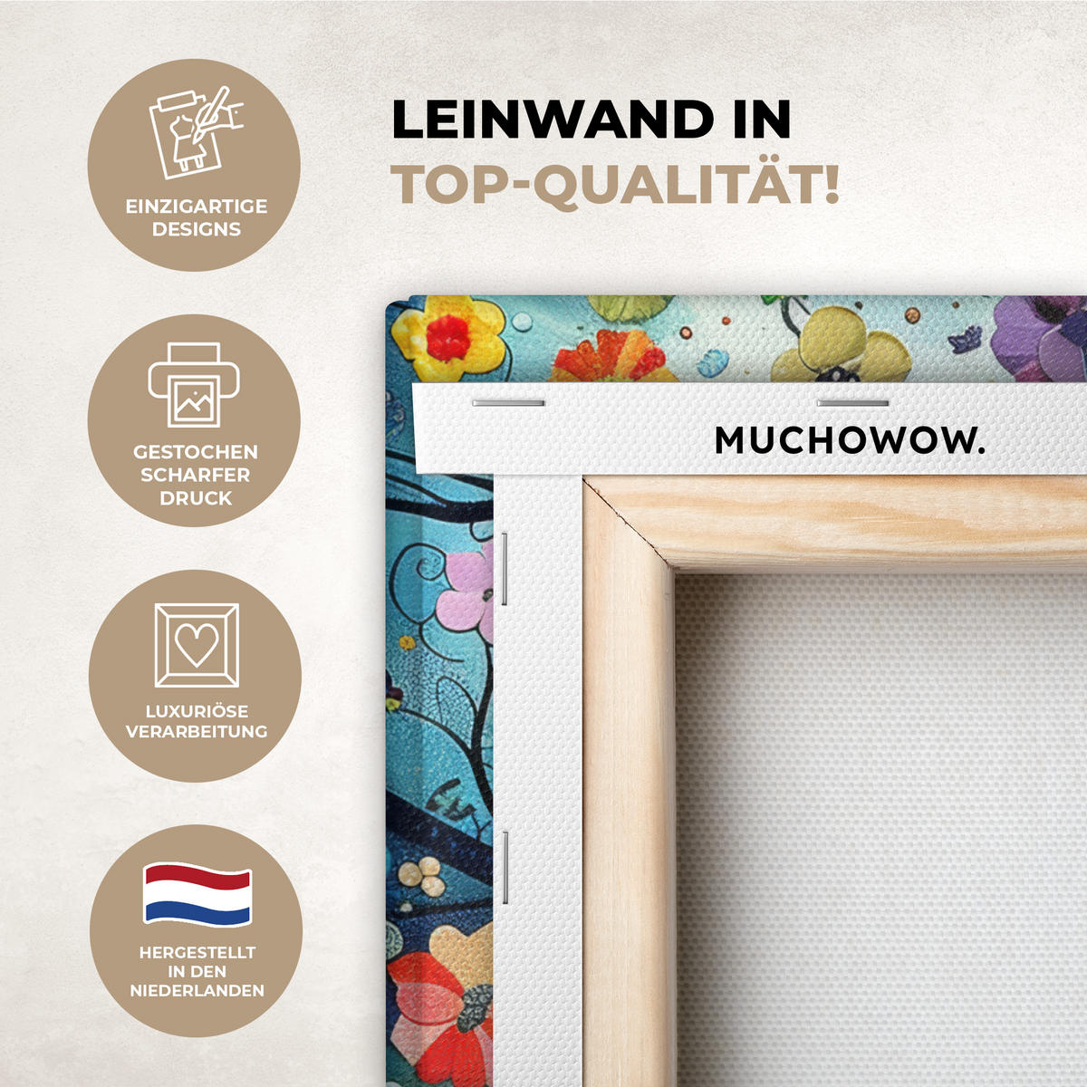 LEINWANDBILD Kunst - Baum des Lebens - Blumen - Hippie 30x40 cm - Dunkelblau, Textil (30/40cm) - MuchoWow