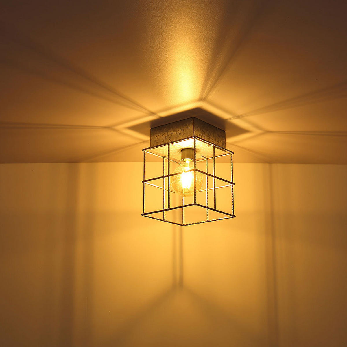 LED DECKENLEUCHTE Metall Silber - Silberfarben, Metall (20/20/20cm)