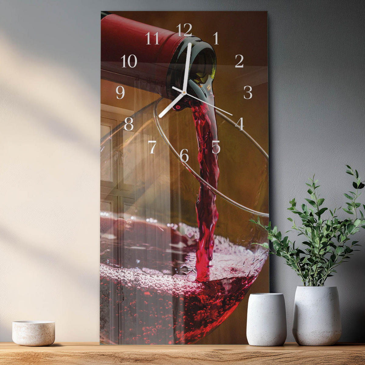 WANDUHR 30x60 cm - Big Ben - Rot, Glas (30/60/0.4cm) - TULUP