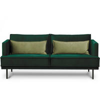3-SITZER-SOFA GANZO 2 Kissen inklusive, Velours-Stoff, dunkelgrün - Dunkelgrün/Schwarz, Textil/Metall (193/84/92cm) - KONSIMO®