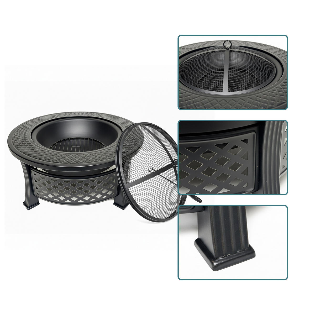 FEUERSCHALE - Schwarz, Metall (81/50/81cm) - Relaxdays