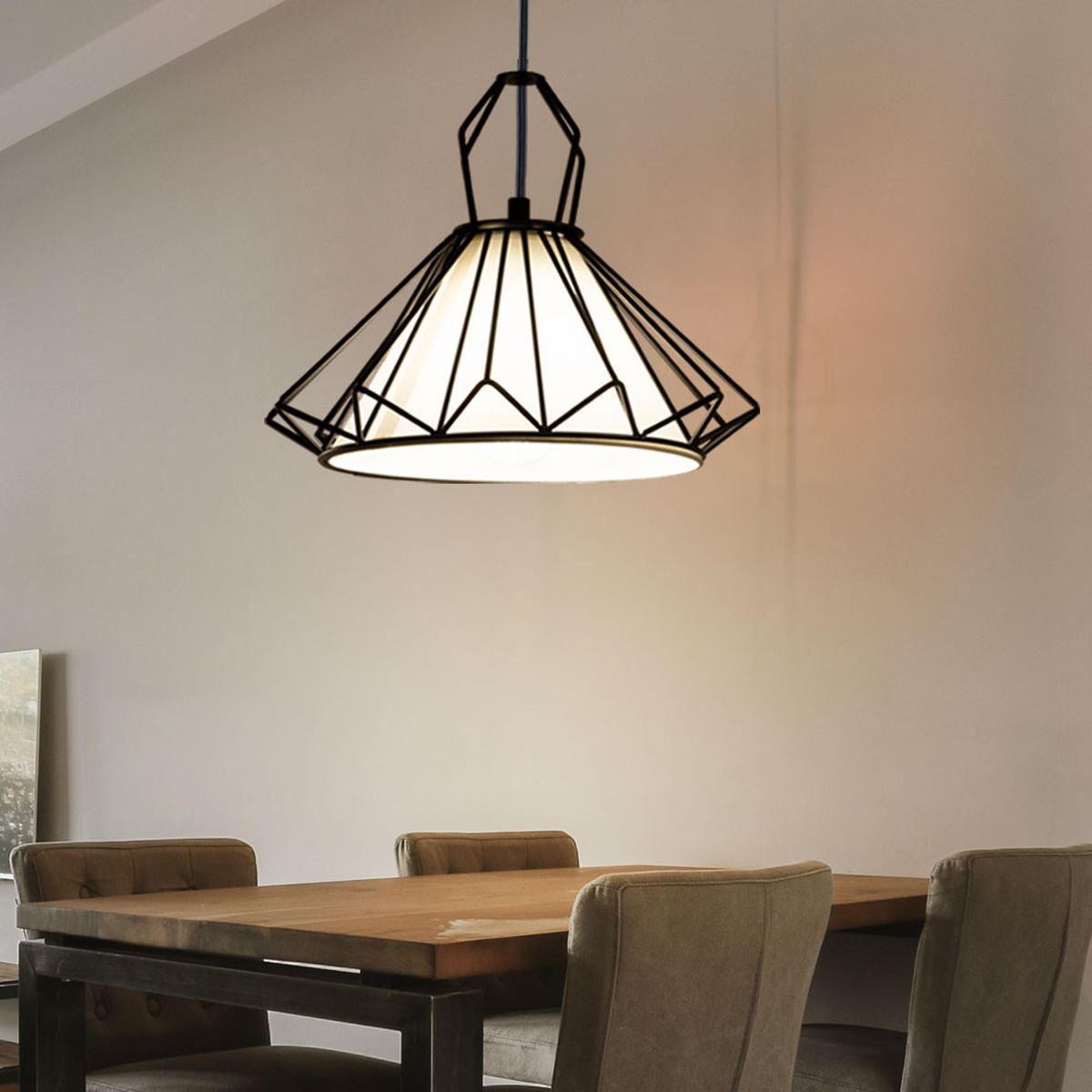 LED HÄNGELEUCHTE Metall Textil Schwarz - Schwarz, Metall (40/40/120cm) - Globo Lighting