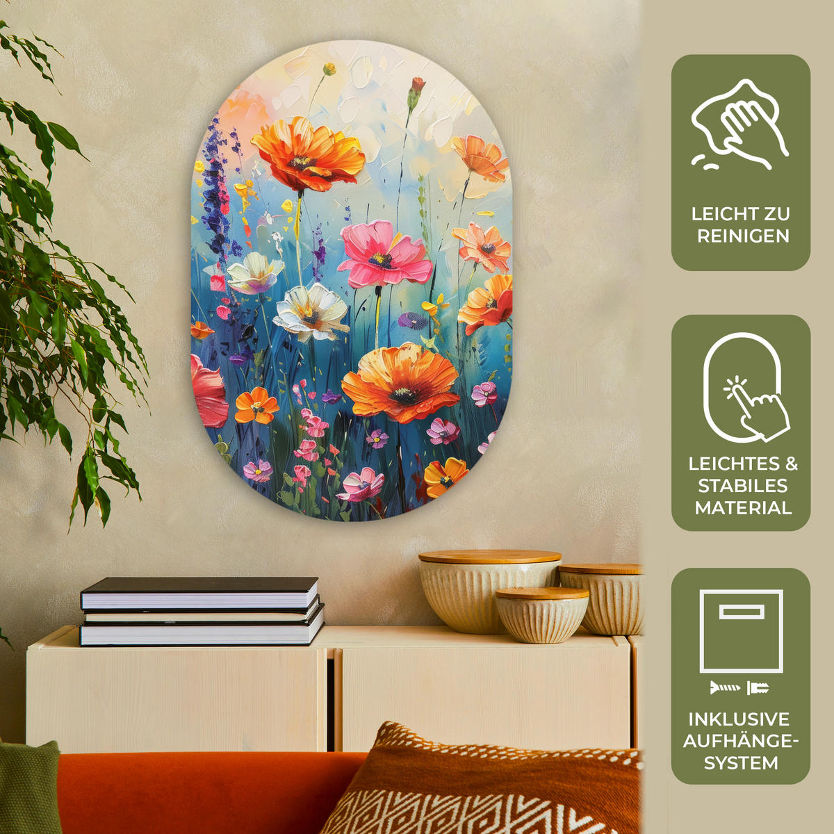 WANDBILD Blumen - Natur - Aquarell - Kunst 60x90 cm - Multicolor, Kunststoff (60/90cm) - MuchoWow