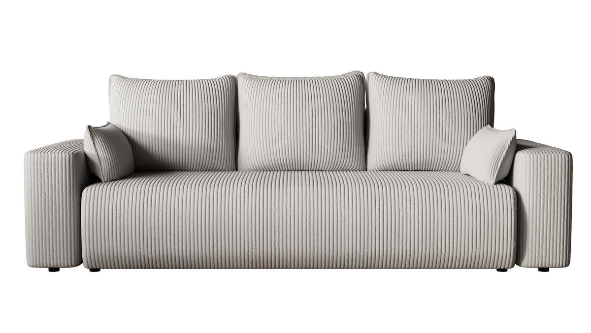 SOFA Bubi mit Bettkasten und Schlaffunktion, Cordstoff - Beige, Holzwerkstoff (242/85/95cm)