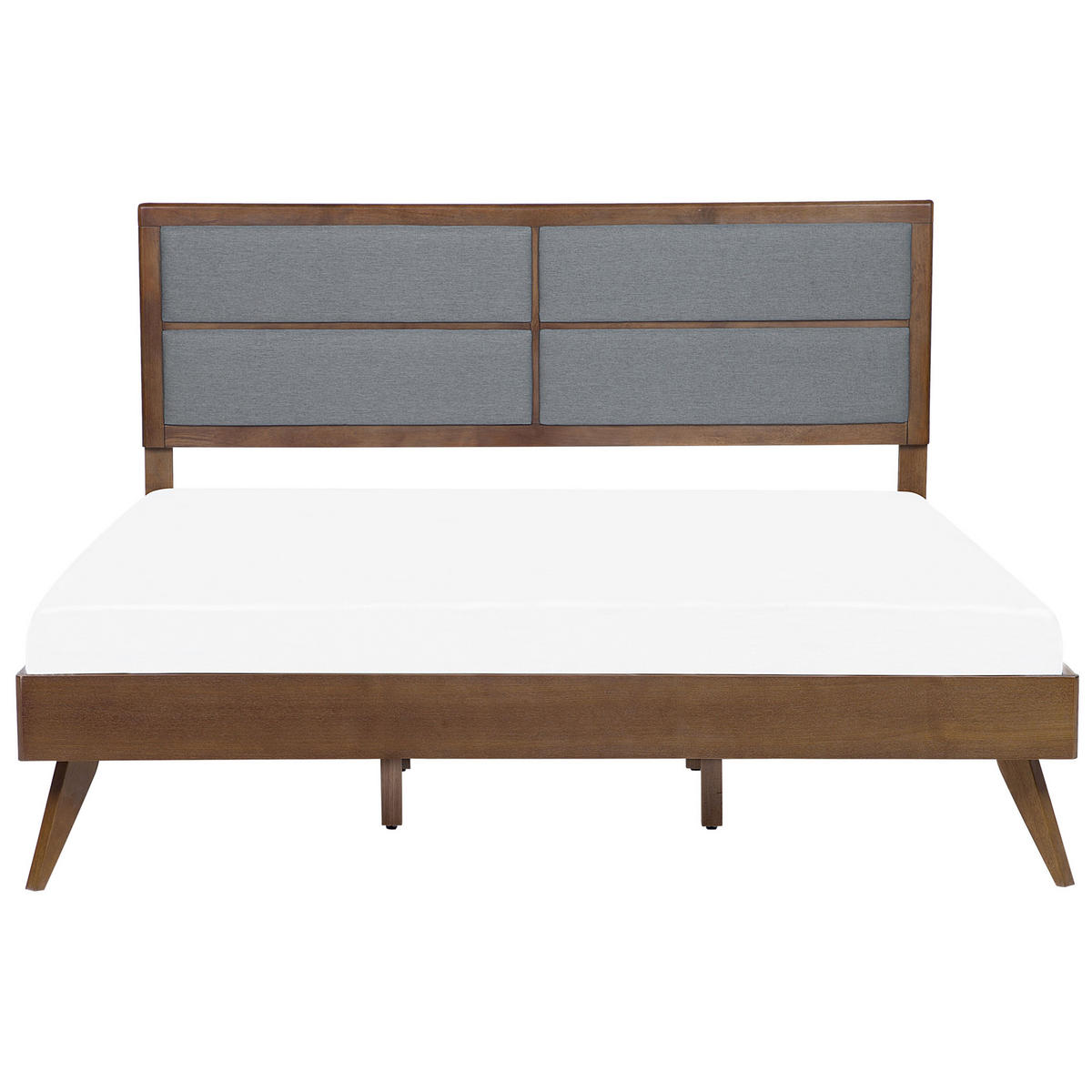HOLZBETT 180/200cm Dunkler Holzfarbton Poissy - Dunkelbraun, Holzwerkstoff/Textil (180/200cm) - Beliani