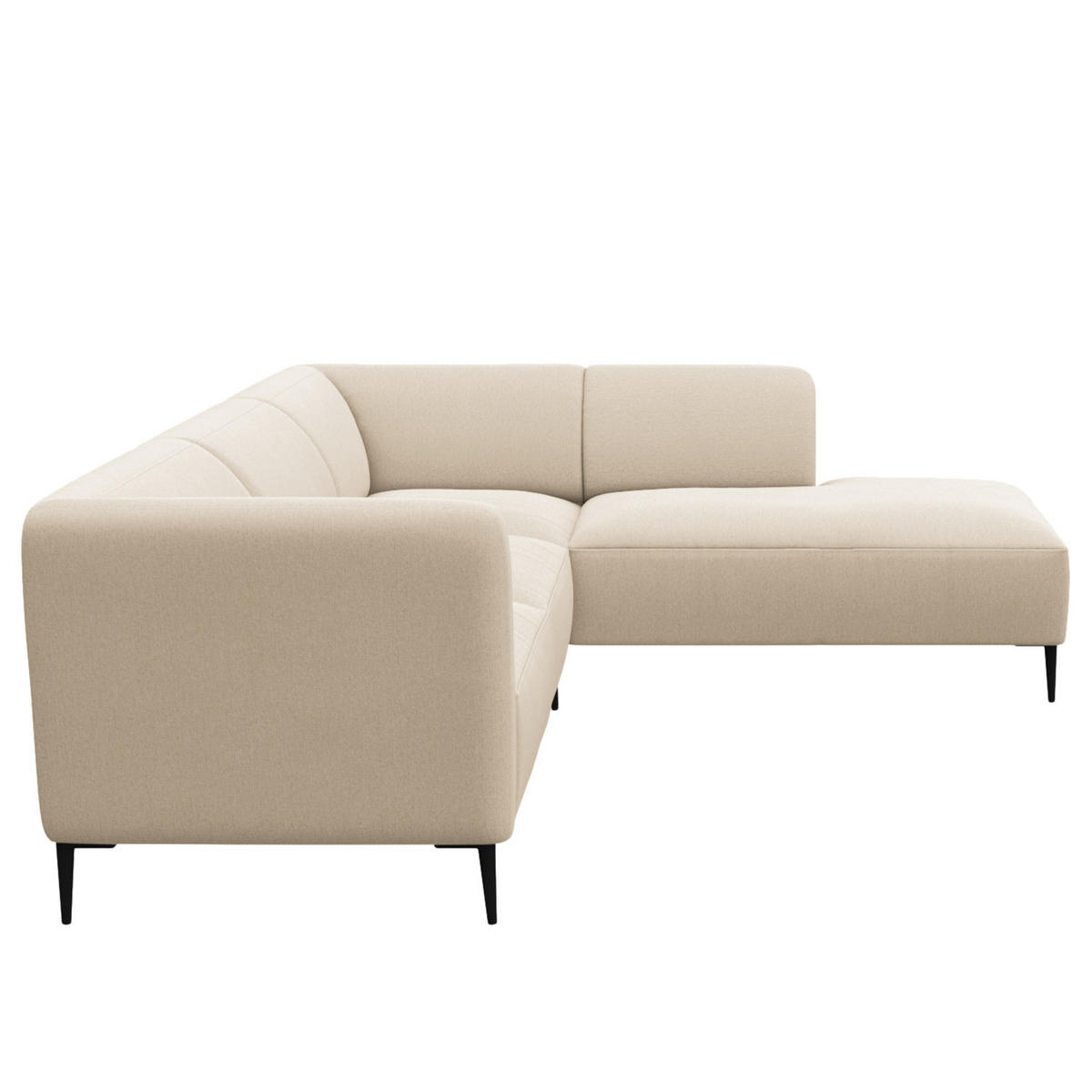 2,5-SITZER ECKSOFA mit Ottomane - Beige/Schwarz, Textil/Metall (252/205cm) - home24