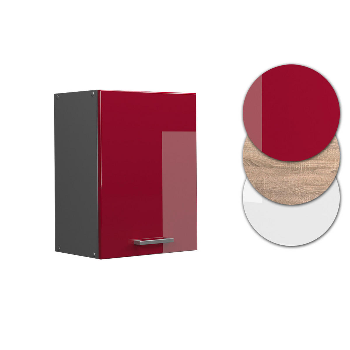 HÄNGESCHRANK R-Line Rot Hochglanz 45 cm - Bordeaux/Anthrazit, Holzwerkstoff (45/60/31cm) - Vicco