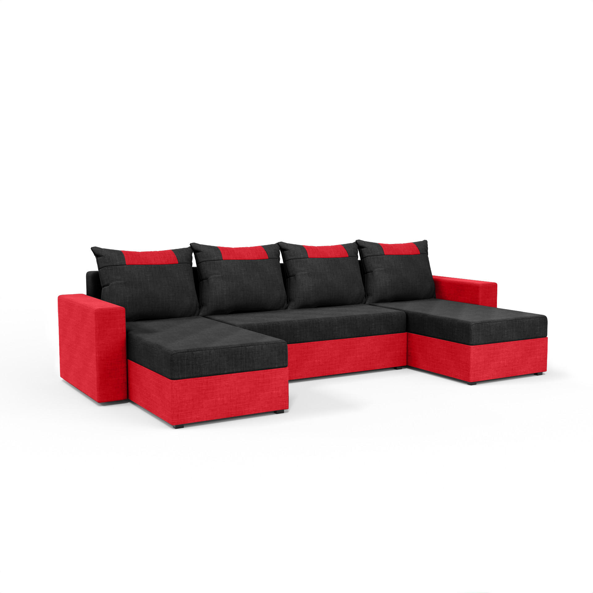 WOHNLANDSCHAFT mit Schlaffunktion Radlach, Schwarz+Rot - Schwarz, Textil (298/85/207cm) - Fedve