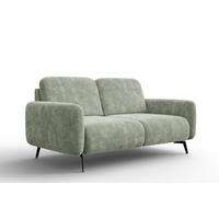 SOFA FEBE 2-Sitzer, hellgrüner Chenille-Stoff - Schwarz/Hellgrün, Holz/Textil (160/82/96cm) - Wozimo